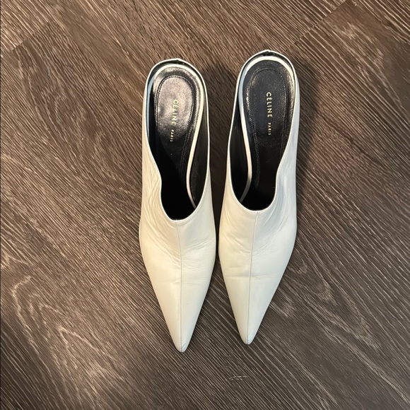 Celine Women's White Leather Mules - Picture 1 of 4